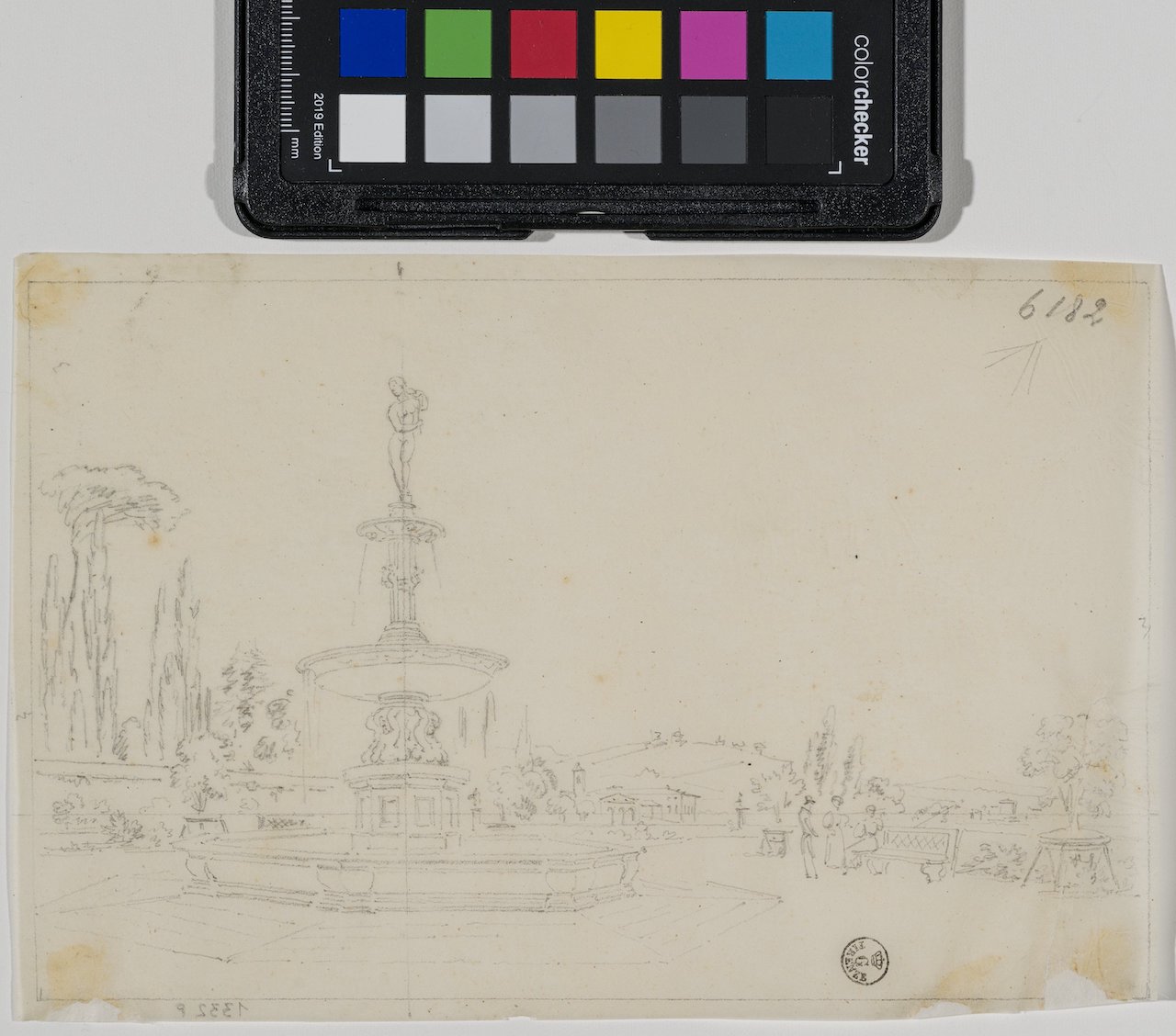 Veduta del giardino di Castello con la fontana della Venere (disegno) di Gherardi Giuseppe (prima metà XIX)