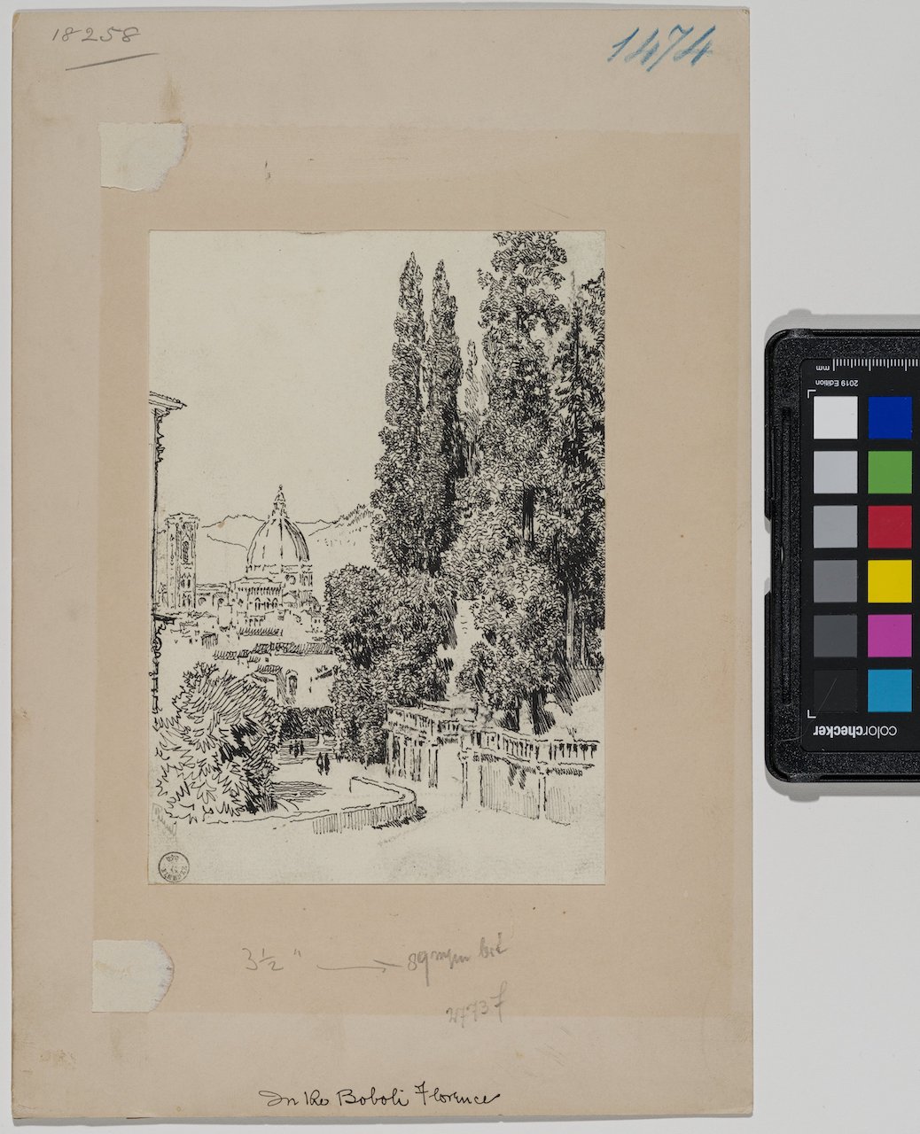 Veduta del Giardino di Boboli (disegno) di Pennell Joseph (seconda metà XIX)