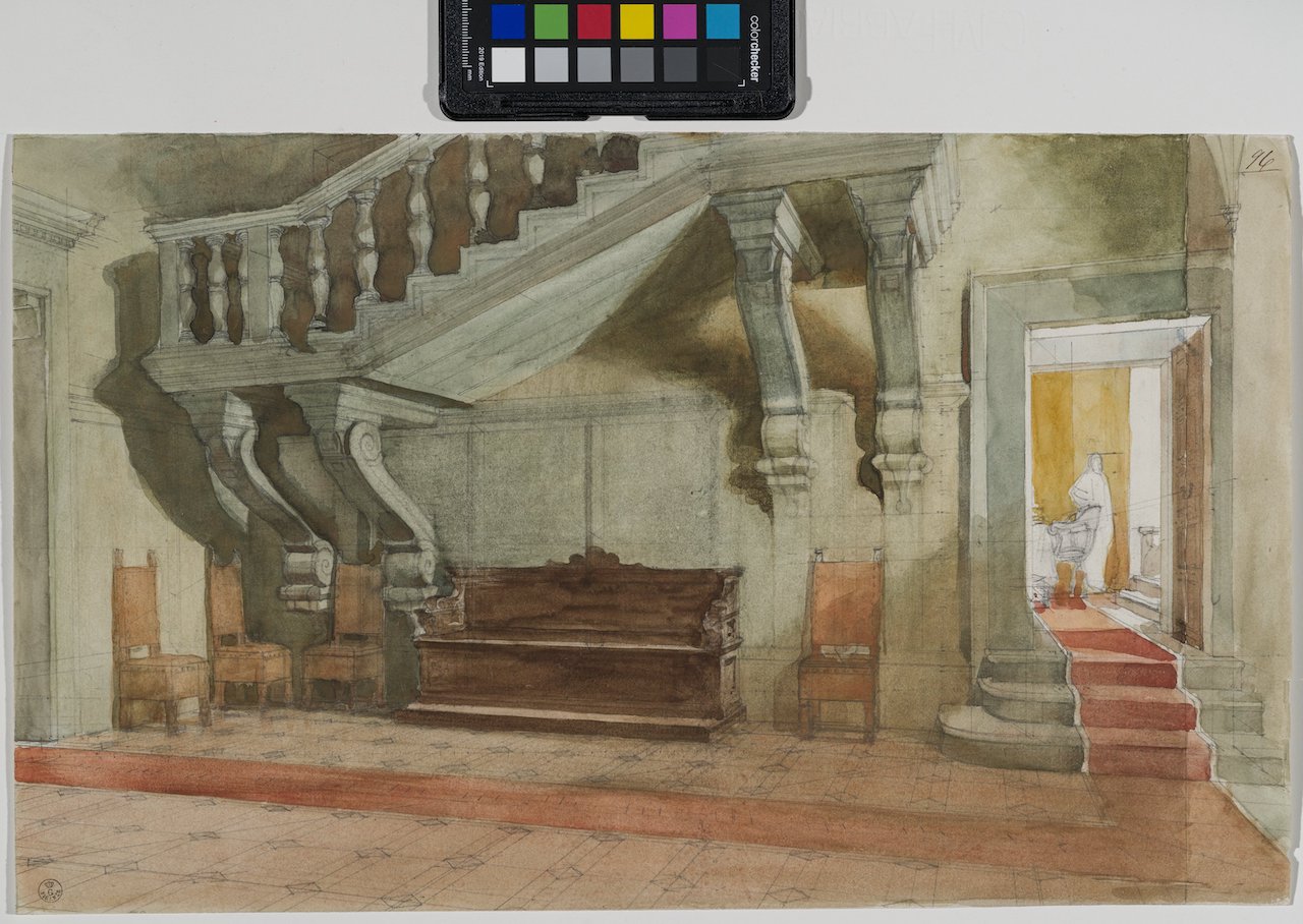 un salone della Villa di Poggio a Caiano (disegno) di Ussi Stefano (seconda metà XIX)