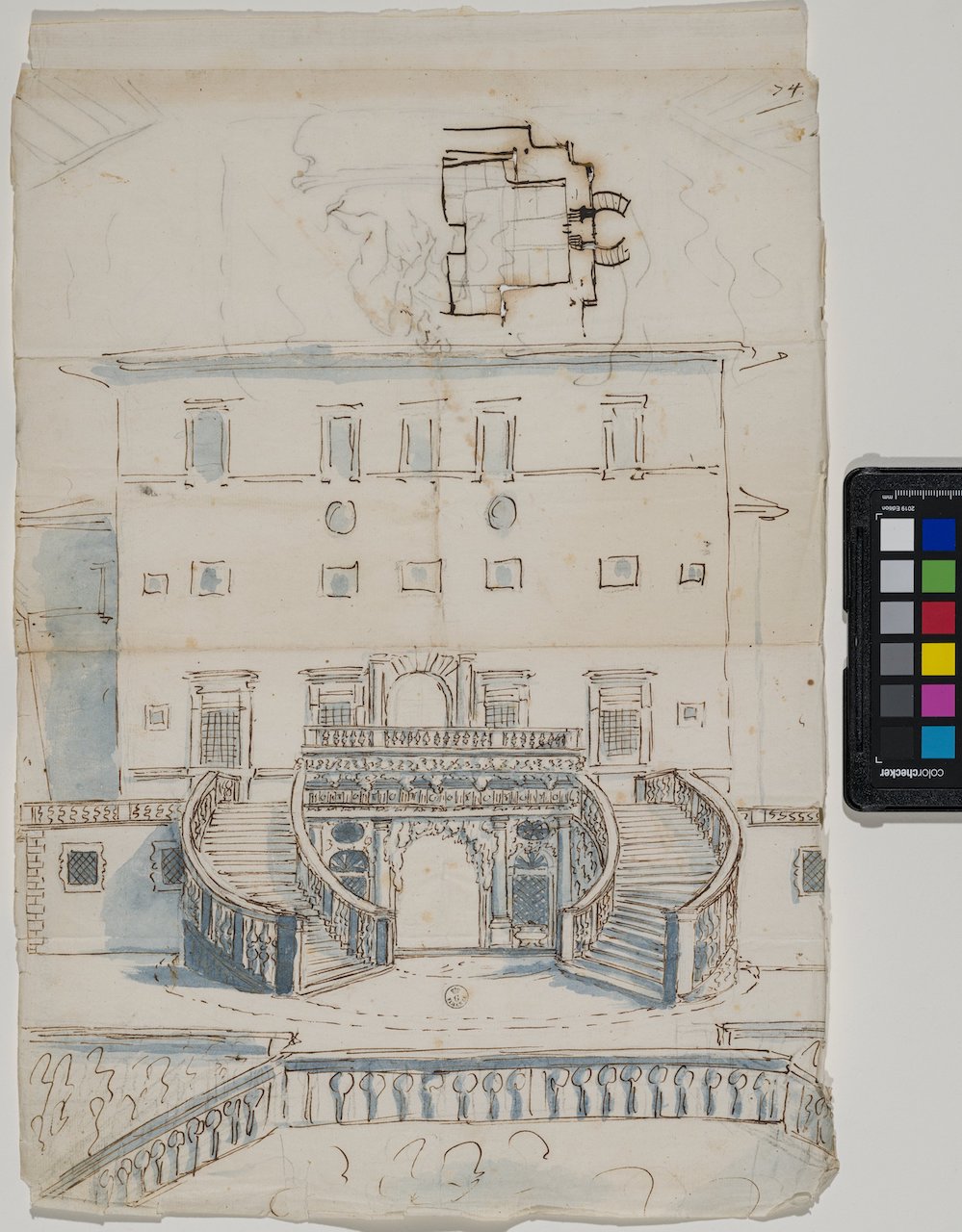 Schizzo per la facciata della Villa medicea di Pratolino (disegno architettonico) di Marmi Giacinto Maria (seconda metà XVII)