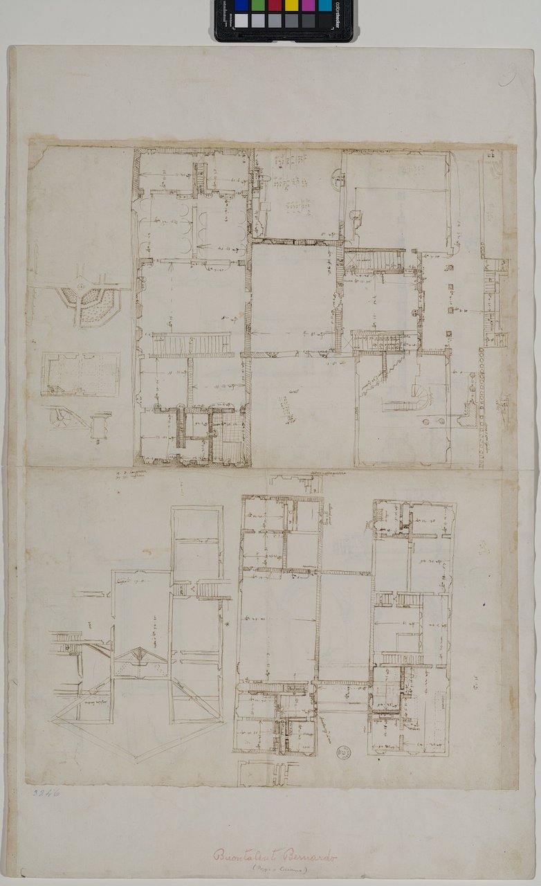 piante della Villa medicea di Poggio a Caiano (disegno architettonico) di Buontalenti Bernardo (ultimo quarto XVI)