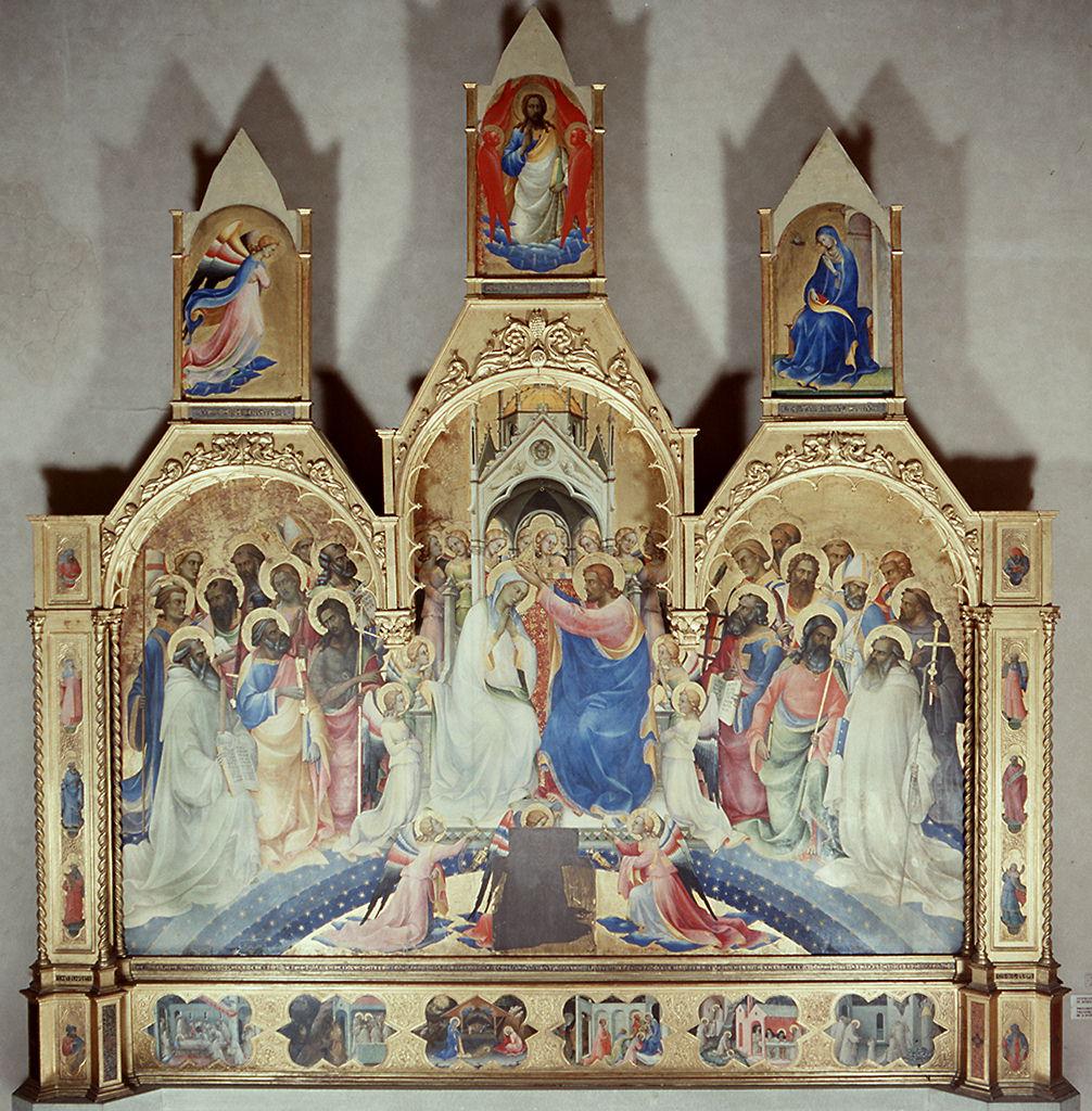 incoronazione di Maria Vergine, episodi della vita della Madonna e di Gesù, storie di San Benedetto (polittico) di Lorenzo Monaco (sec. XV)