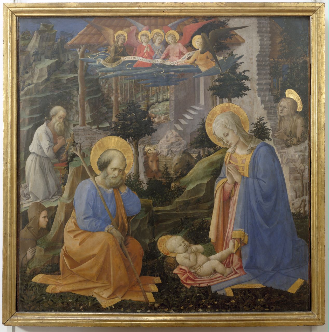 adorazione di Gesù Bambino con San Girolamo, Santa Maria Maddalena e Sant'Ilarione (dipinto) di Lippi Filippo (sec. XV)