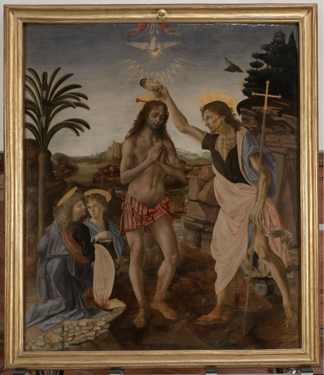 battesimo di Cristo, figure (dipinto) di Cioni Andrea detto Verrocchio, Leonardo da Vinci (sec. XV)