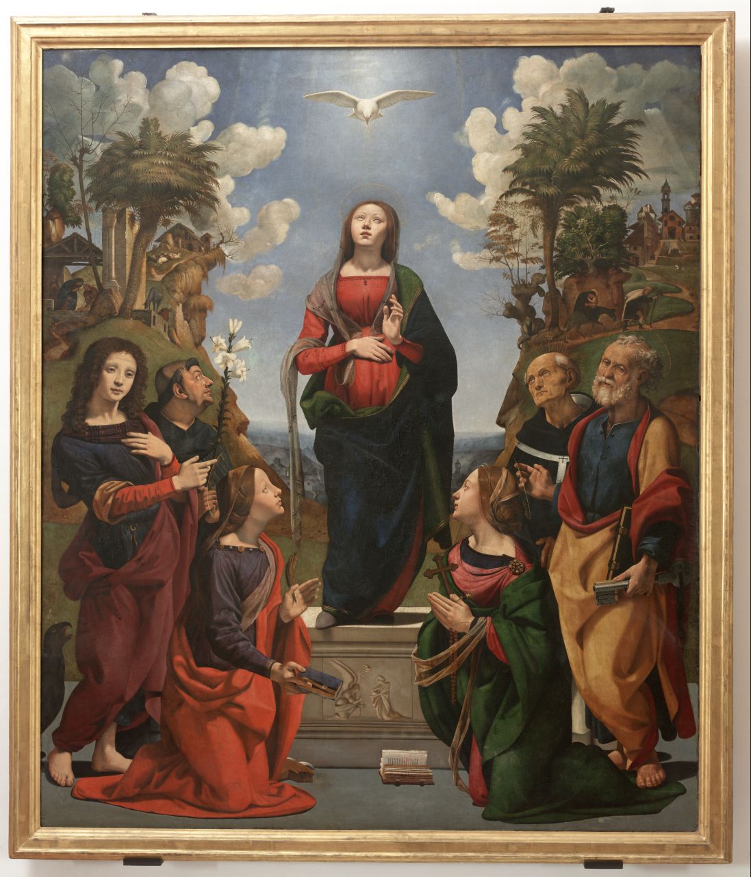 incarnazione di Cristo con Santi, natività, annuncio ai pastori, fuga in Egitto (dipinto) di Piero di Cosimo (secc. XV/ XVI)