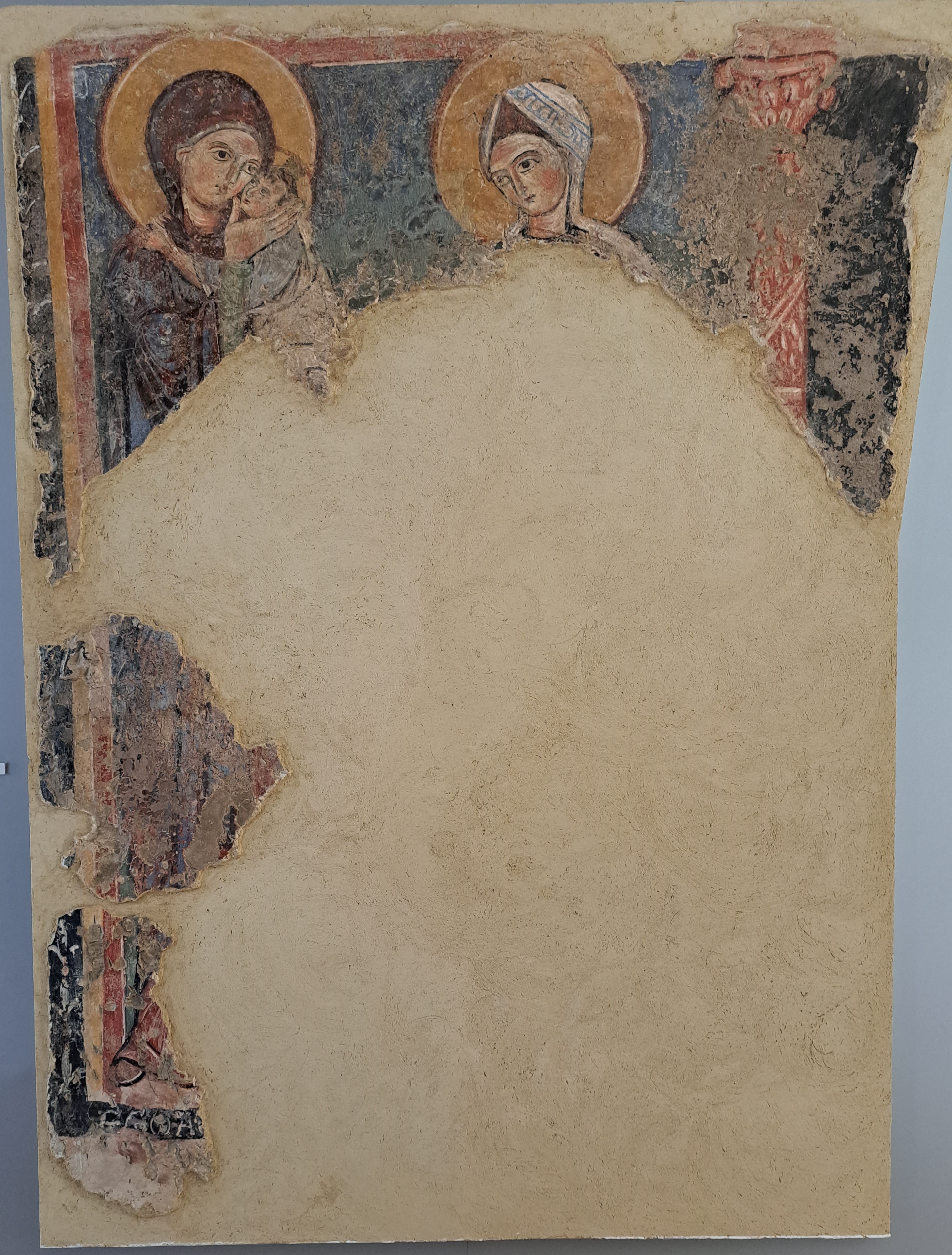 Madonna con Bambino e Santa Lucia (?) (dipinto, frammento) - ambito umbro (seconda metà XII)