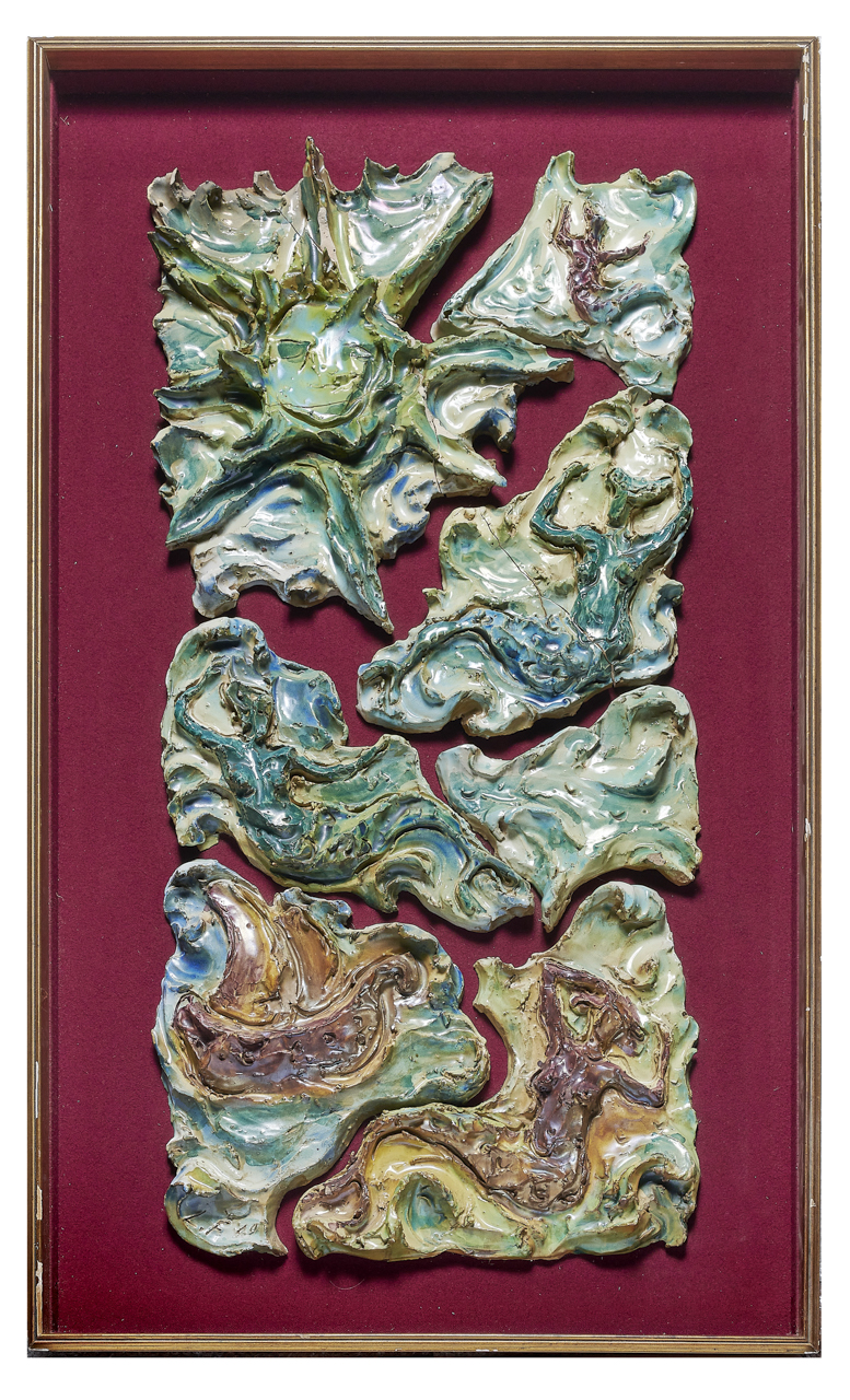 Equatore, Allegoria (rilievo) di Lucio Fontana, Ceramiche Mazzotti (metà XX secolo)