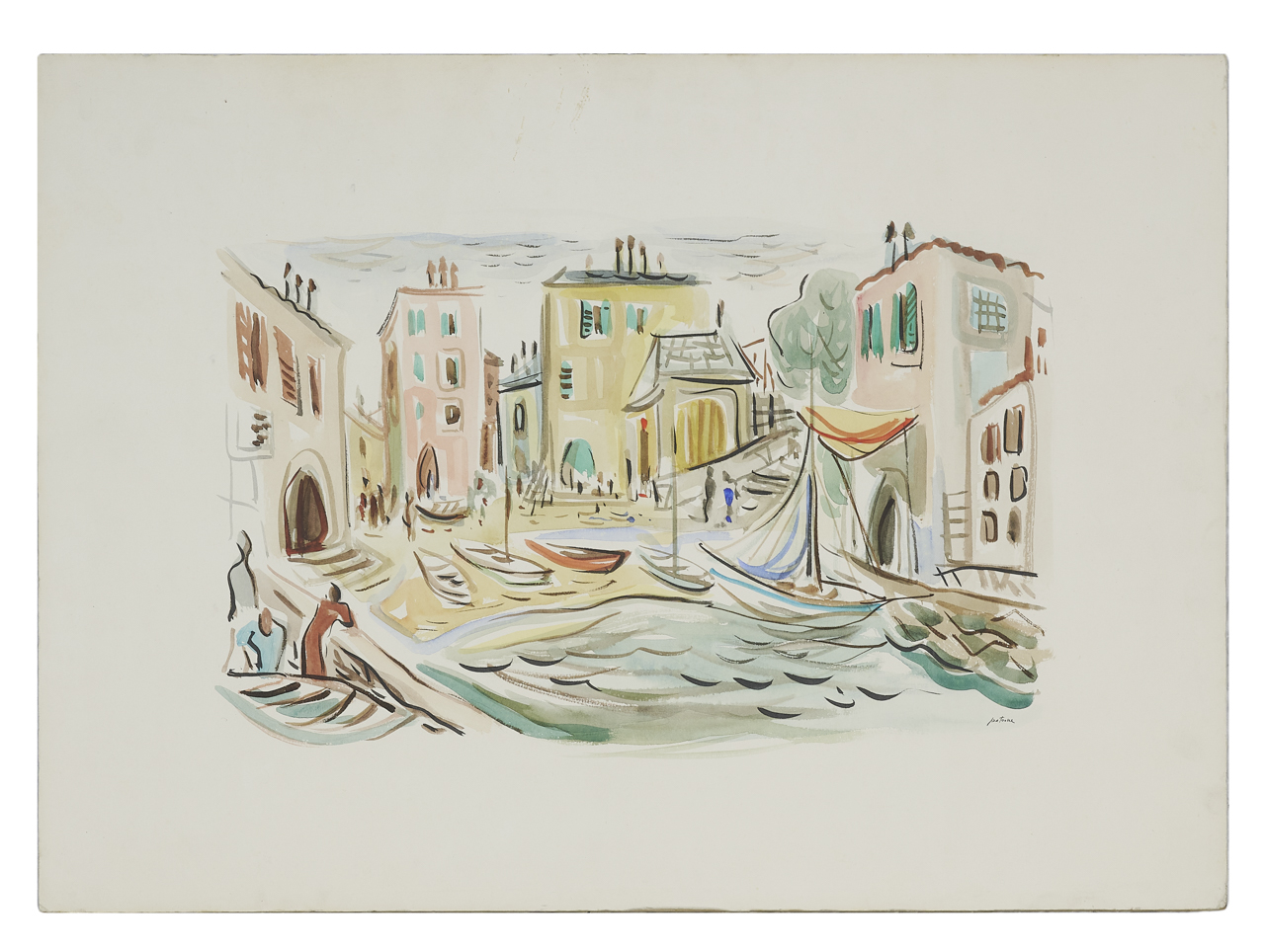 Portofino, Veduta di città (disegno) di Patrone, Giovanni (metà XX secolo)