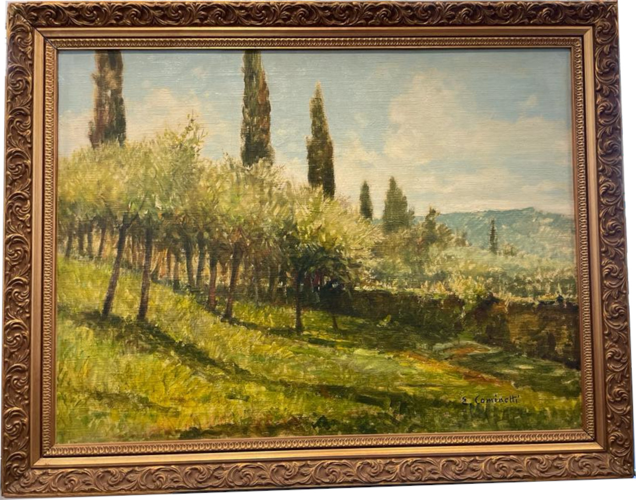 Paesaggio di Villa Rey, Paesaggio (dipinto) di Cominetti, Ernesto (XX secolo)