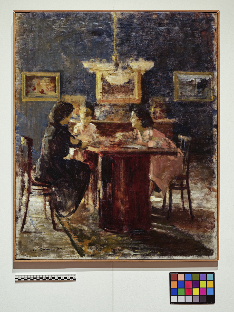 In famiglia, Ritratto di scena familiare (dipinto, opera isolata) di Angelo Brando - ambito Italia meridionale (anni quaranta XX)
