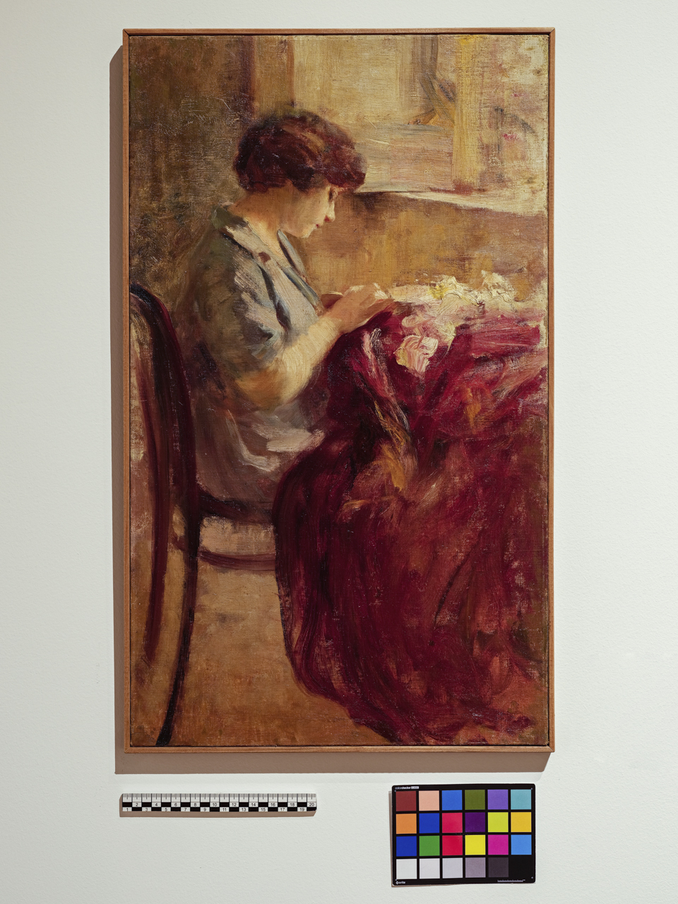 Cucito, Ritratto di donna (dipinto, opera isolata) di Angelo Brando - ambito Italia meridionale (anni venti XX)