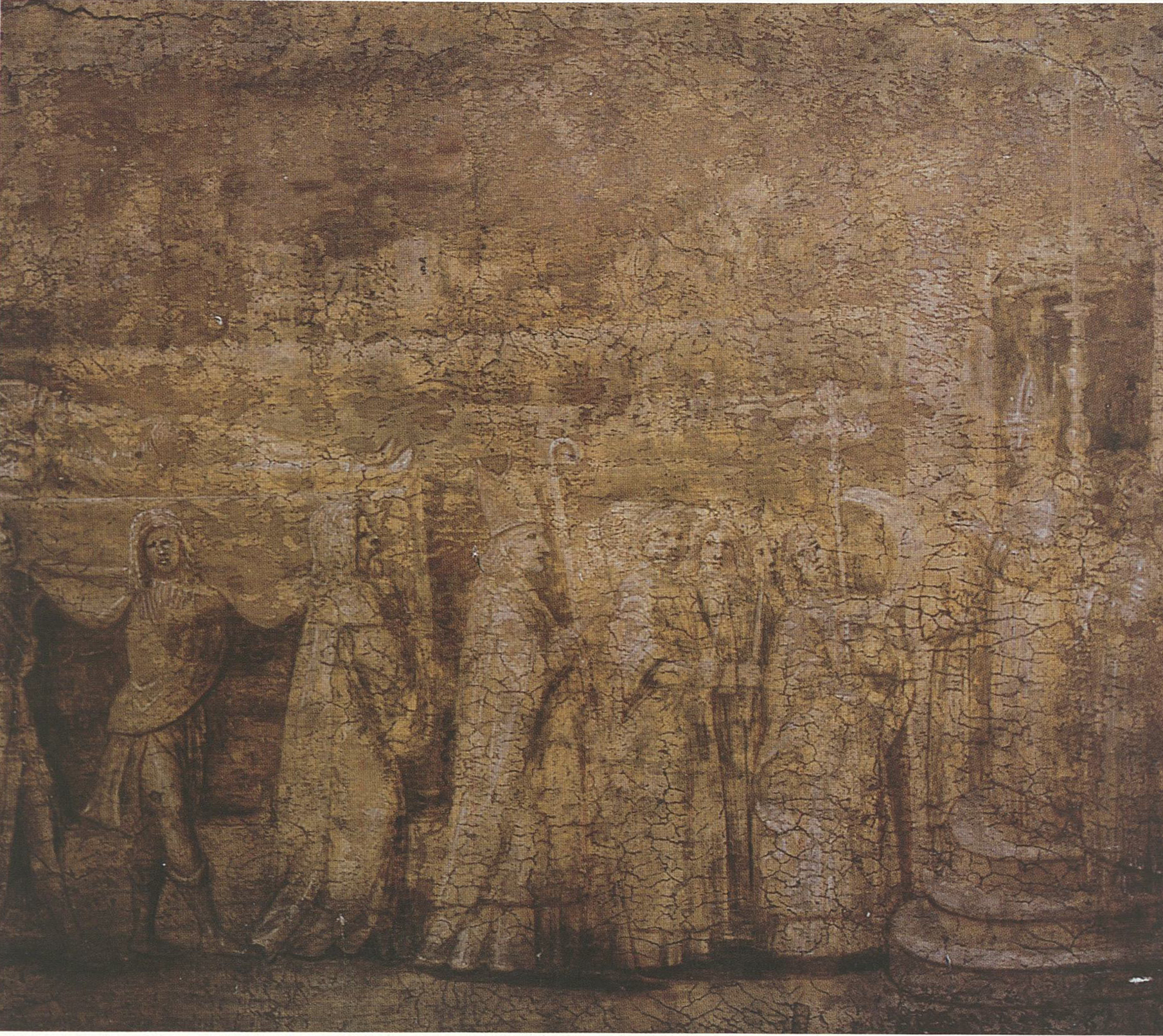 Arrivo della salma a Pavia, Storie di s. Agostino (dipinto - affresco, ciclo) di Scipioni Jacopino (attribuito) - ambito bergamasco (prima metà XVI sec)