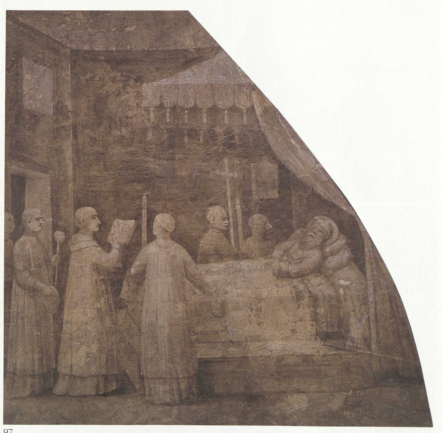 Morte di sant'Agostino, Storie di s. Agostino (dipinto - affresco, ciclo) di Scipioni Jacopino (attribuito) - ambito bergamasco (prima metà XVI sec)