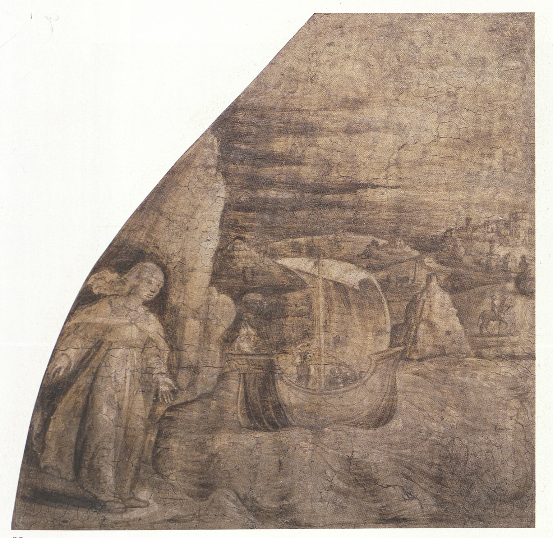 Sant'Agostino lascia l'Africa, Storie di s. Agostino (dipinto - affresco, ciclo) di Scipioni Jacopino (attribuito) - ambito bergamasco (prima metà XVI sec)