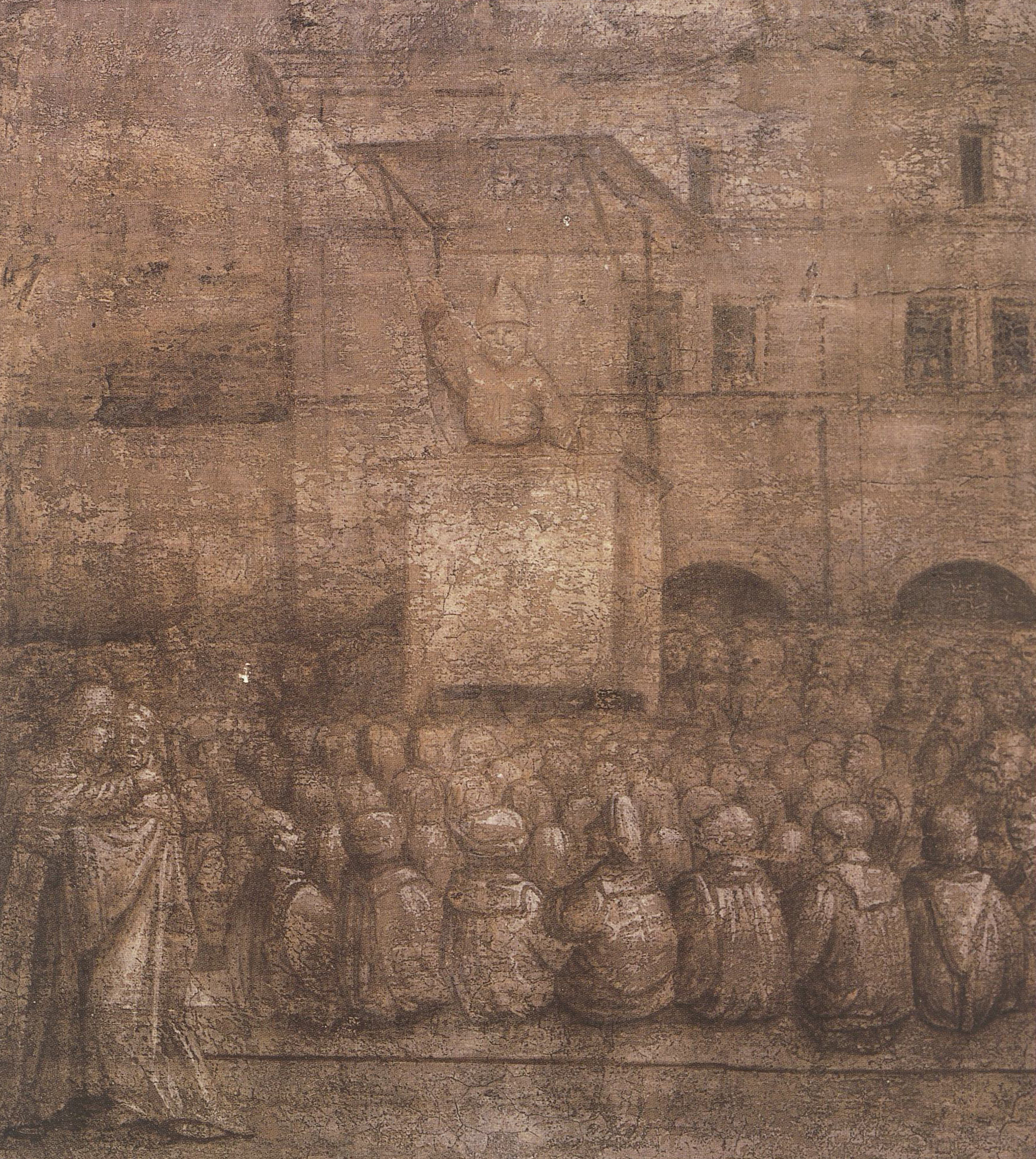 Predica di sant'Ambrogio a Milano, Storie di s. Agostino (dipinto - affresco, ciclo) di Scipioni Jacopino (attribuito) - ambito bergamasco (prima metà XVI sec)