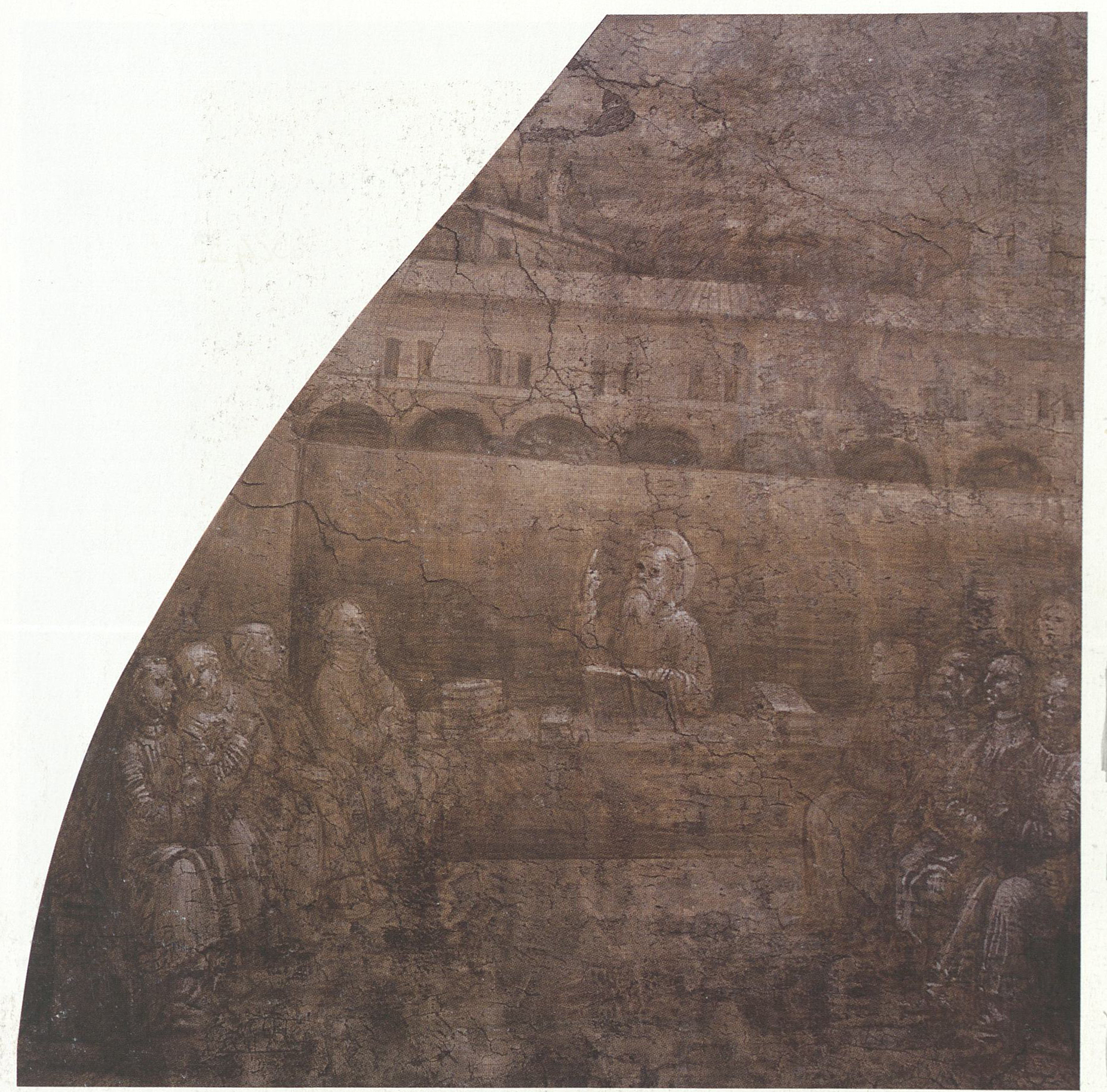 Disputa di sant'Agostino, Storie di s. Spirito (dipinto - affresco, ciclo) di Scipioni Jacopino (attribuito) - ambito bergamasco (prima metà XVI sec)