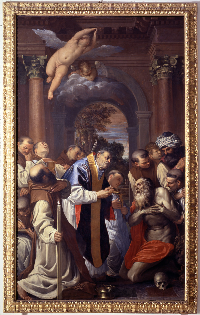 L’ultima comunione di san Girolamo (pala d'altare, opera isolata) di Carracci Agostino (anni novanta XVI)