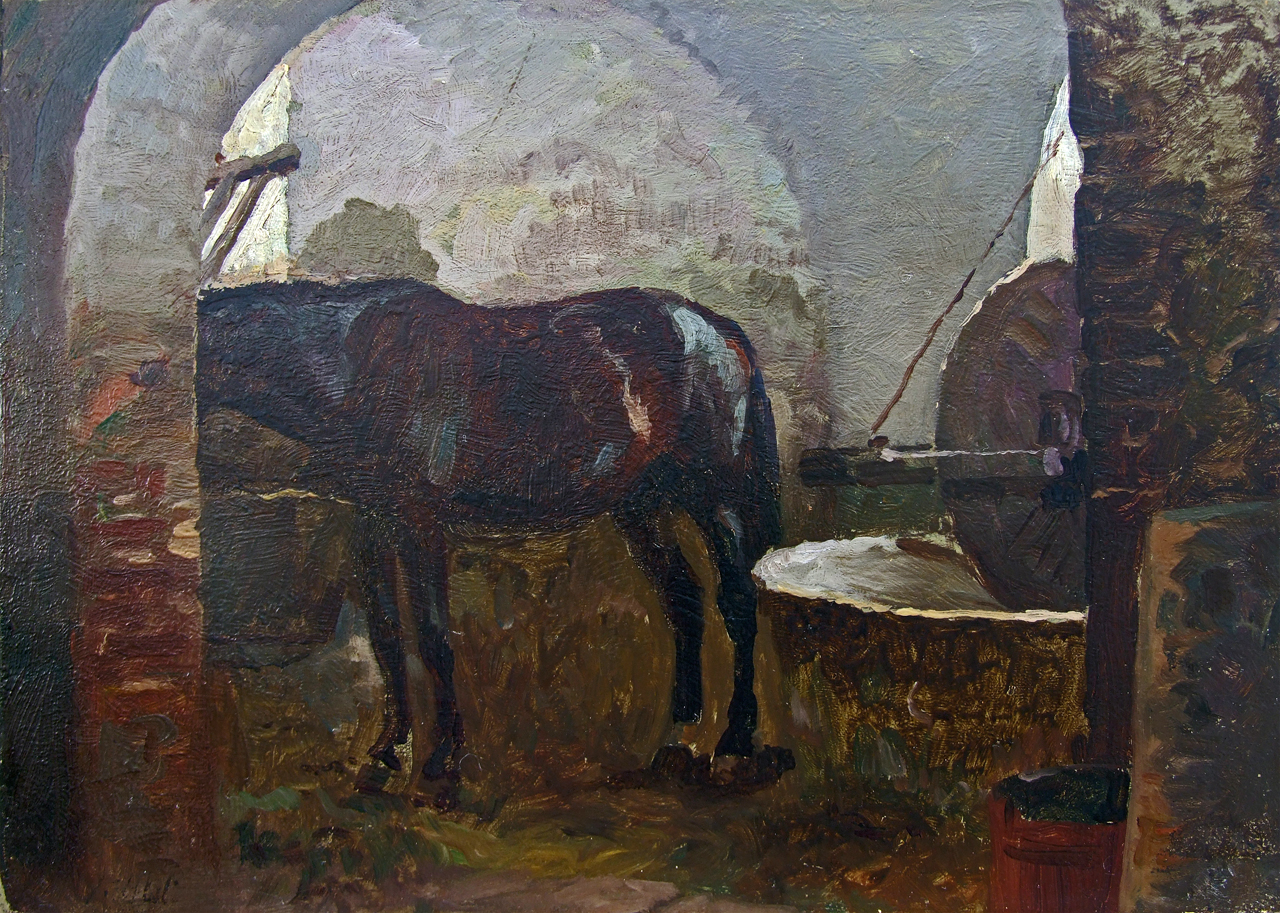 cavallo nella stalla (dipinto) di Aldi Pietro (XIX)