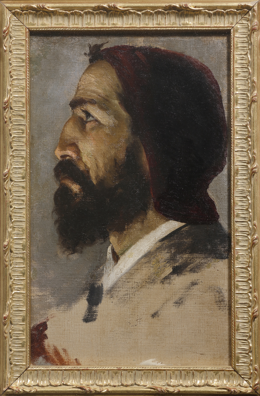 Ritratto virile, ritratto di uomo di profilo (dipinto) di Aldi Pietro (XIX)