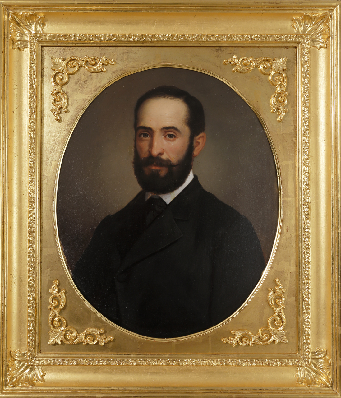 ritratto di gentiluomo barbuto, ritratto di uomo a mezza figura (dipinto) di Aldi Pietro (XIX)