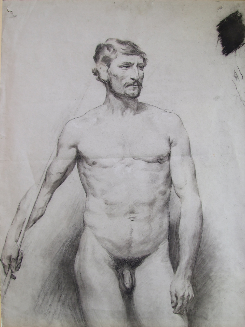 Nudo virile stante, nudo maschile di fronte (disegno) di Aldi Pietro (XIX)