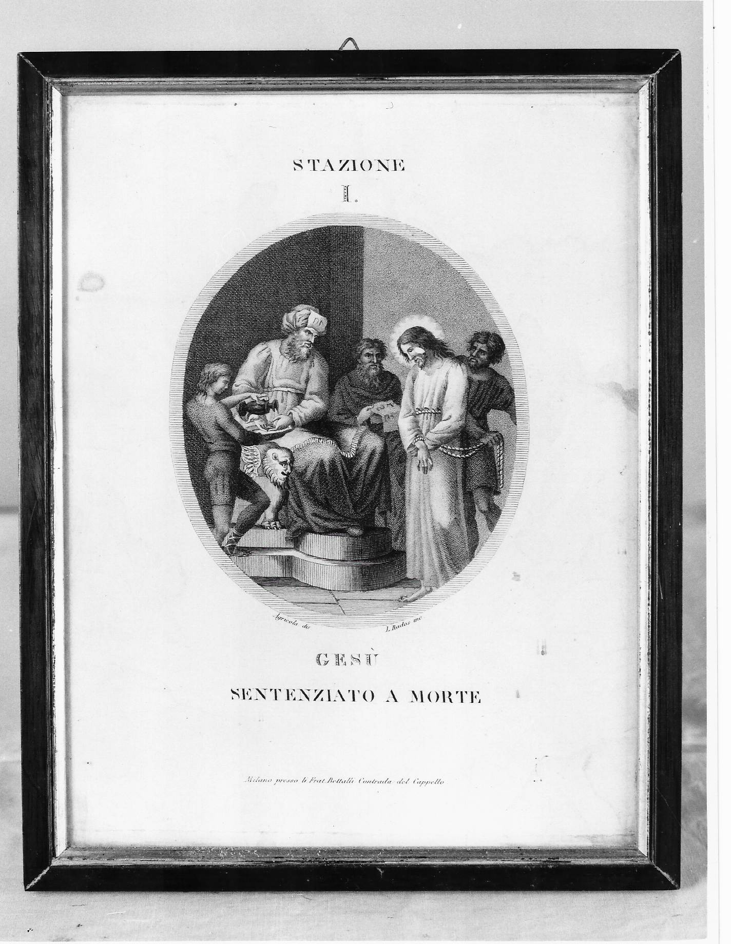 stazione I: Gesù condannato a morte (stampa) di Agricola Luigi, Rados Luigi (prima metà XIX)