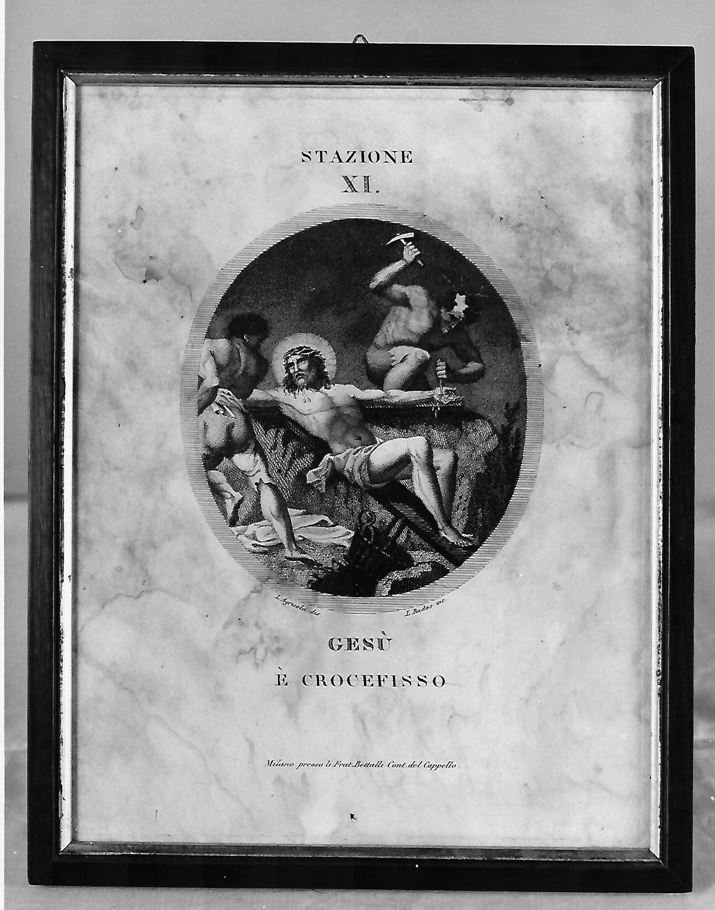 stazione XI: Gesù è crocefisso (stampa) di Agricola Luigi, Rados Luigi (prima metà XIX)