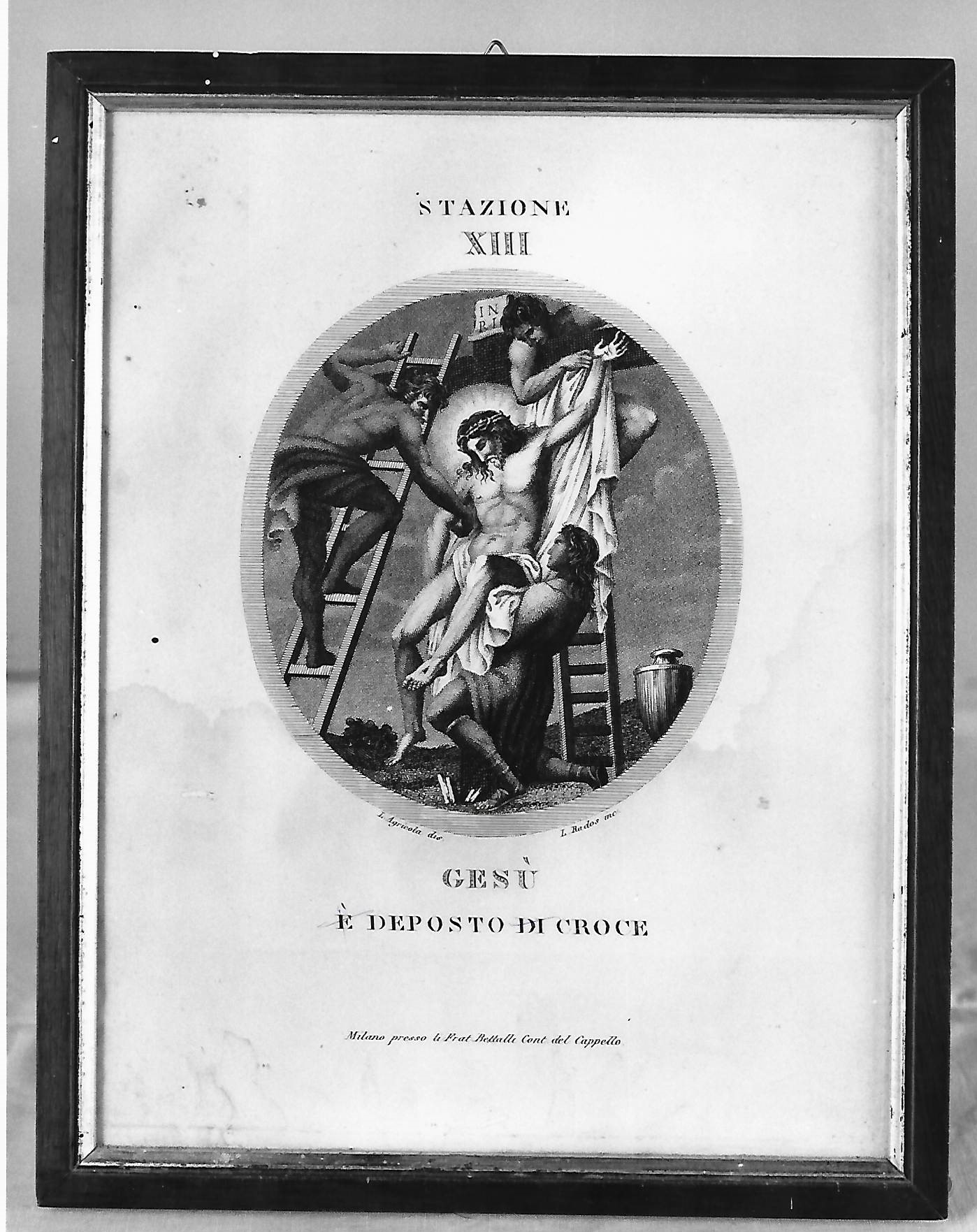 stazione XIII: Gesù deposto dalla croce (stampa) di Agricola Luigi, Rados Luigi (prima metà XIX)