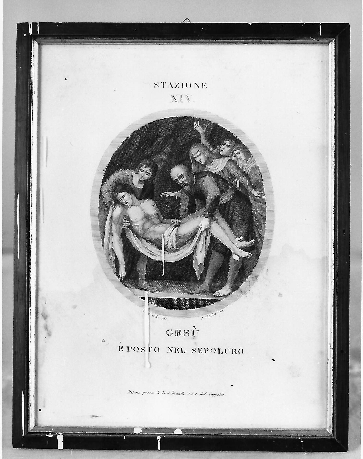 stazione XIV: Gesù deposto nel sepolcro (stampa) di Agricola Luigi, Rados Luigi (prima metà XIX)