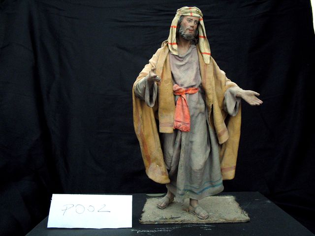 San Giuseppe (statuetta di presepio, elemento d'insieme) di Mazzeo, Antonio (attribuito) - bottega leccese (seconda metà XX)
