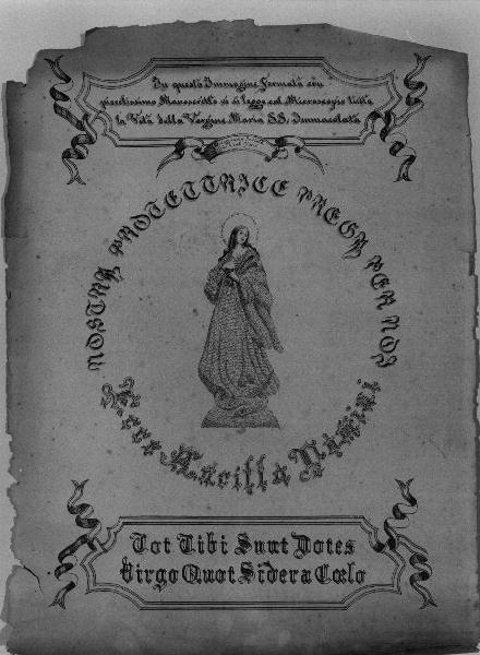 VERGINE IMMACOLATA (DISEGNO) - AMBITO LIGURE (fine/inizio Secc. XIX/ XX)