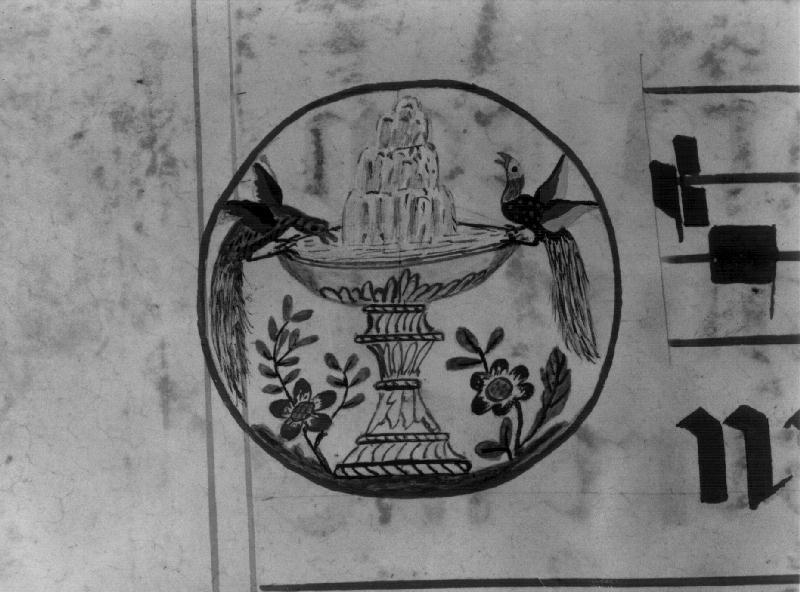 FONTE CON PAVONI (MINIATURA) - PRODUZIONE ITALIANA (prima metà SEC. XIX)