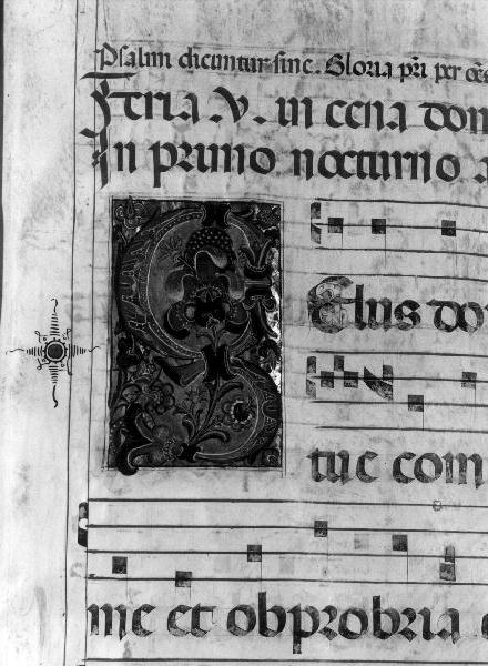 INIZIALE FIGURATA/ LETTERA "Z" (MINIATURA) - PRODUZIONE ITALIANA (seconda metà SEC. XV)