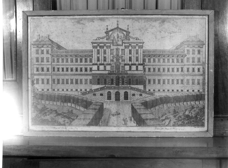 veduta di un palazzo (stampa) - ambito genovese (ultimo quarto sec. XIX)