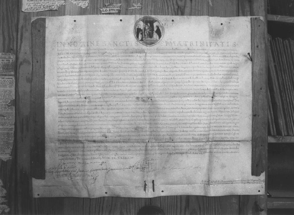 Madonna in trono e Santi (stampa) - ambito romano (sec. XVII)