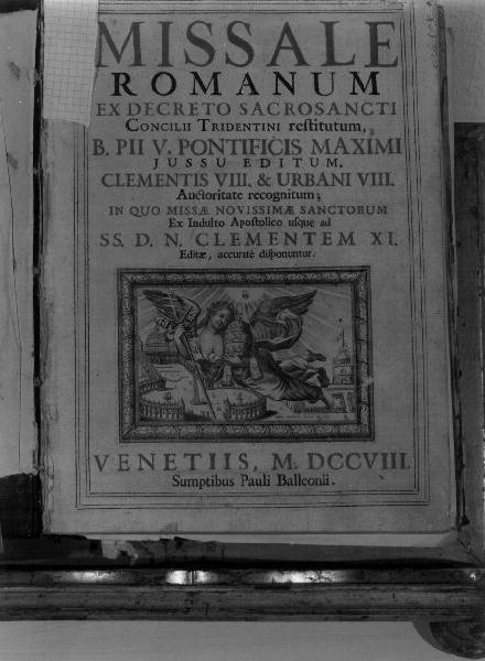 angelo con tiara sopra Vaticano e Gerusalemme (stampa) - ambito veneto (sec. XVIII)