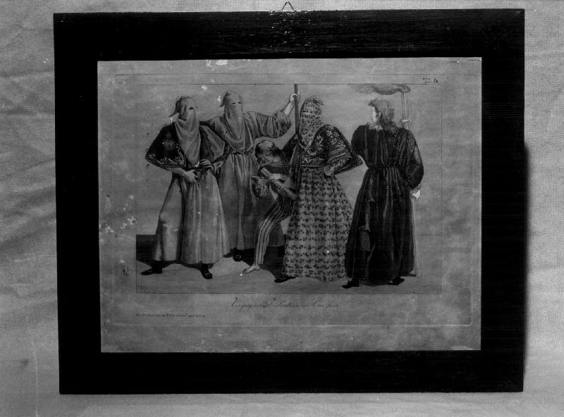 COMPAGNIA DEL SANTISSIMO CROCIFISSO (stampa colorata a mano) - ambito genovese (secondo quarto sec. XIX)