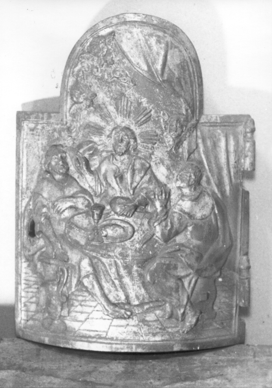 cena in Emmaus (sportello di tabernacolo, frammento) di Clemente Stefano Maria (sec. XVIII)