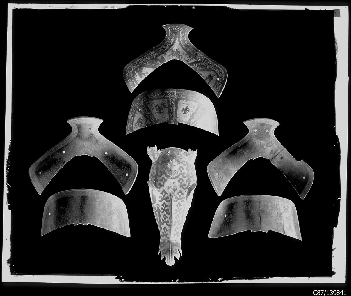 Torino - Armeria Reale - Armi difensive - Armature - Finimenti equestri - D12 - D35 - D36 - D39 - D40 - D47 - D48 (negativo) di Anonimo (studio), Berra Bussolino Celestina - Berra Favale Gustava (studio) (XIX)