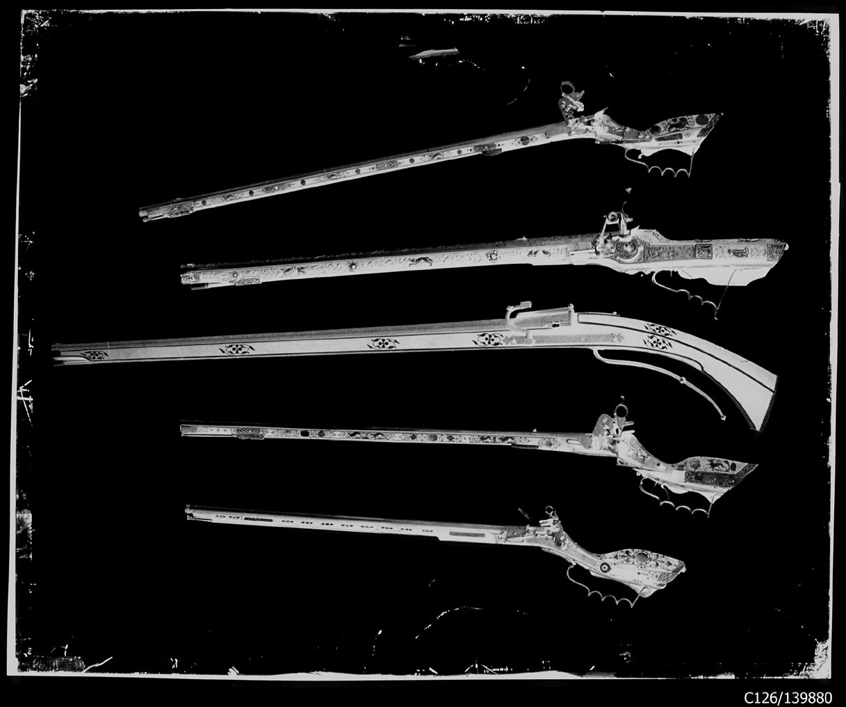 Torino - Armeria Reale - Armi da fuoco lunghe - Archibugi - M6 - M14 - M16 - M25 - M29 (negativo) di Anonimo (studio), Berra Bussolino Celestina - Berra Favale Gustava (studio) (XIX)