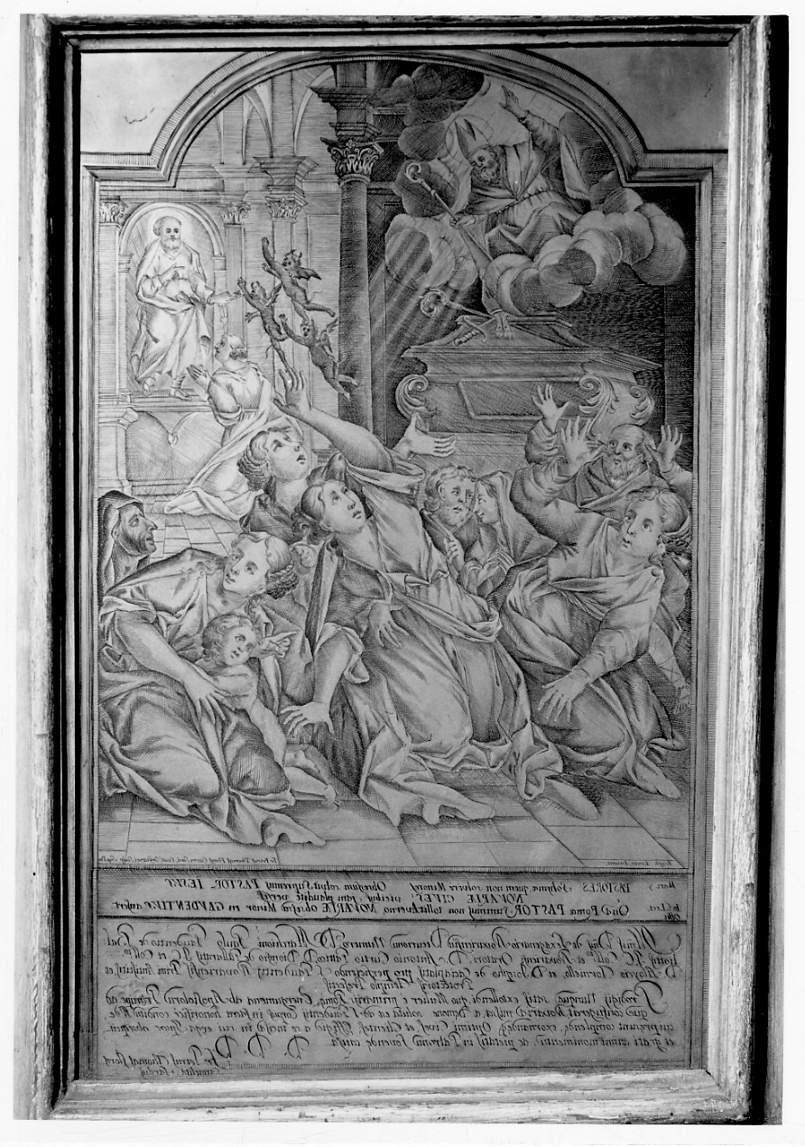 miracolo della matrona indemoniata liberata da San Gaudenzio (matrice) di Lenta Giuseppe, Fiore Pietro Tommaso (inizio sec. XVIII)