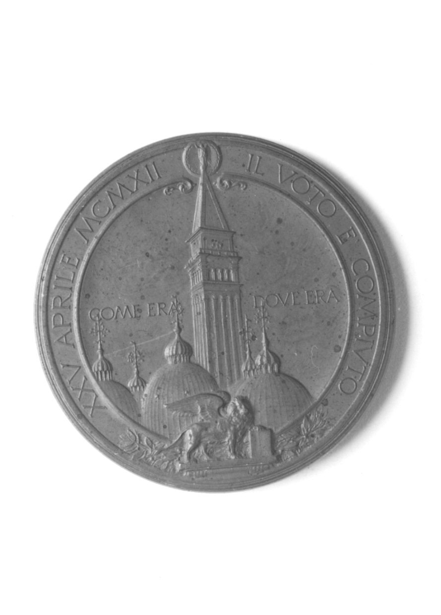 veduta della basilica di S. Marco a Venezia (medaglia, opera isolata) di Johnson Stefano, Moretti G (primo quarto sec. XX)