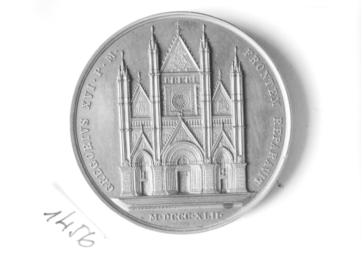 veduta del duomo di Orvieto (medaglia, serie) di Girometti Giuseppe (sec. XIX)