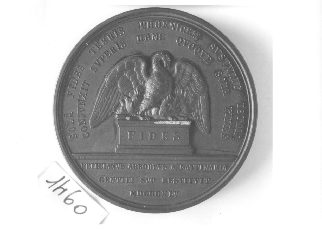 allegoria della redenzione (medaglia, opera isolata) di Ferraris Giuseppe (sec. XIX)