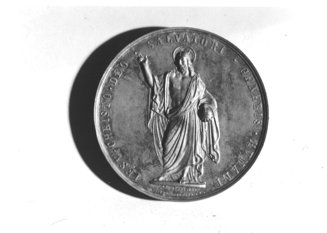 Cristo Salvatore (medaglia, opera isolata) di Tadolini Adamo, Cerbara Giuseppe (secondo quarto sec. XIX)