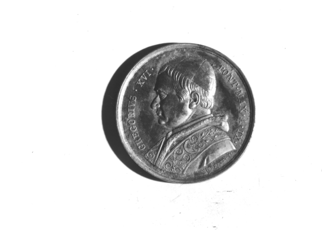 ritratto di papa Gregorio XVI (medaglia, opera isolata) di Girometti Giuseppe (prima metà sec. XIX)