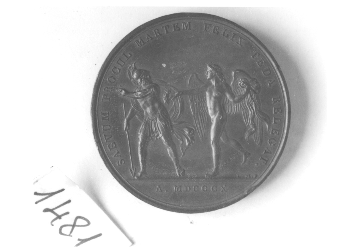 Marte scacciato dal genio del matrimonio (medaglia, opera isolata) di Manfredini Luigi (inizio sec. XIX)