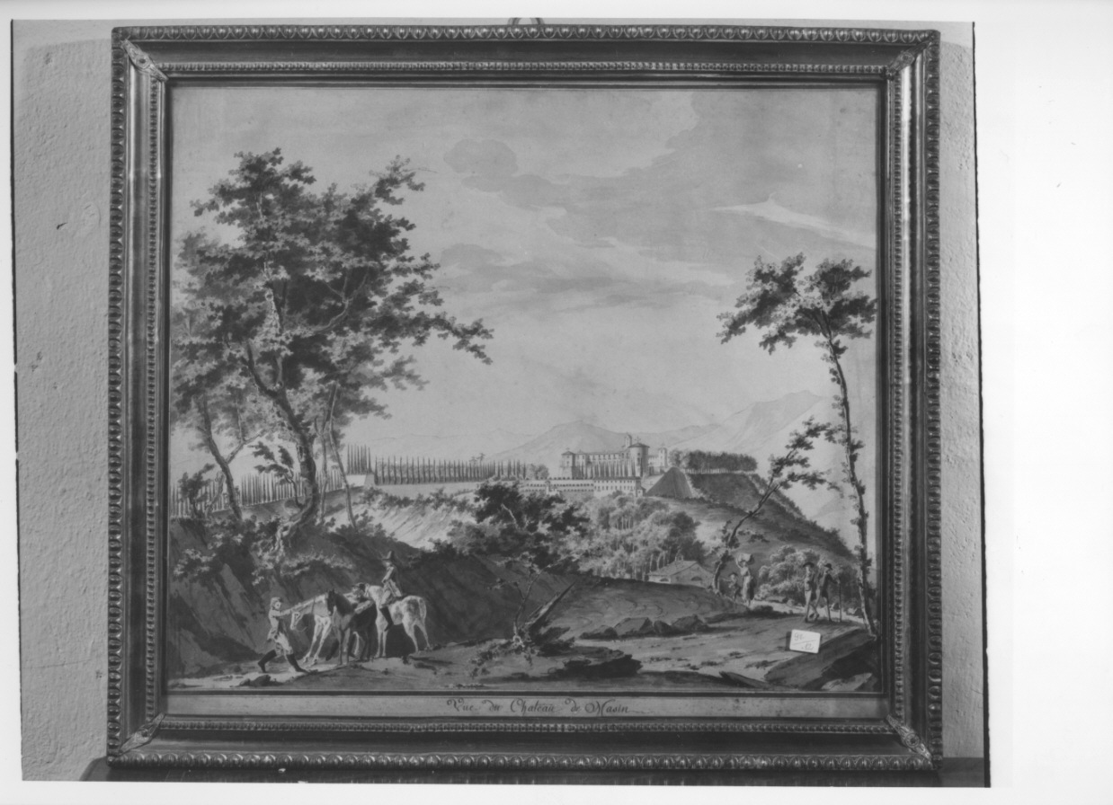 VUE DU CHATEAU DE MASIN, veduta del Castello di Masino (dipinto, opera isolata) di Vigna Gaetano (fine sec. XVIII)
