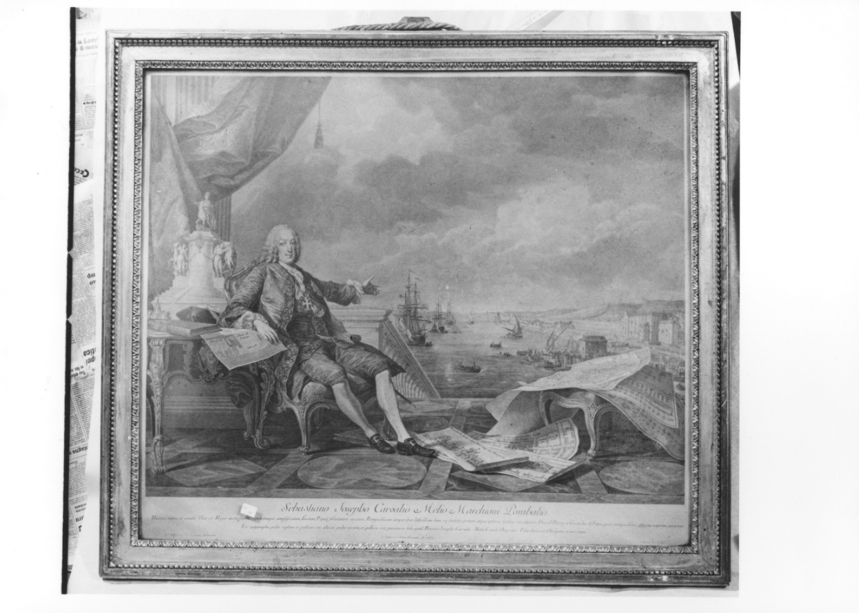 ritratto di Sebastiano Giuseppe Carvalo (stampa) di Beauvarlet Jacques Firmin, Carpinelli J. S, Van Loo Louis Michel, Patraco A. J, Vernet Claude Joseph (terzo quarto sec. XVIII)