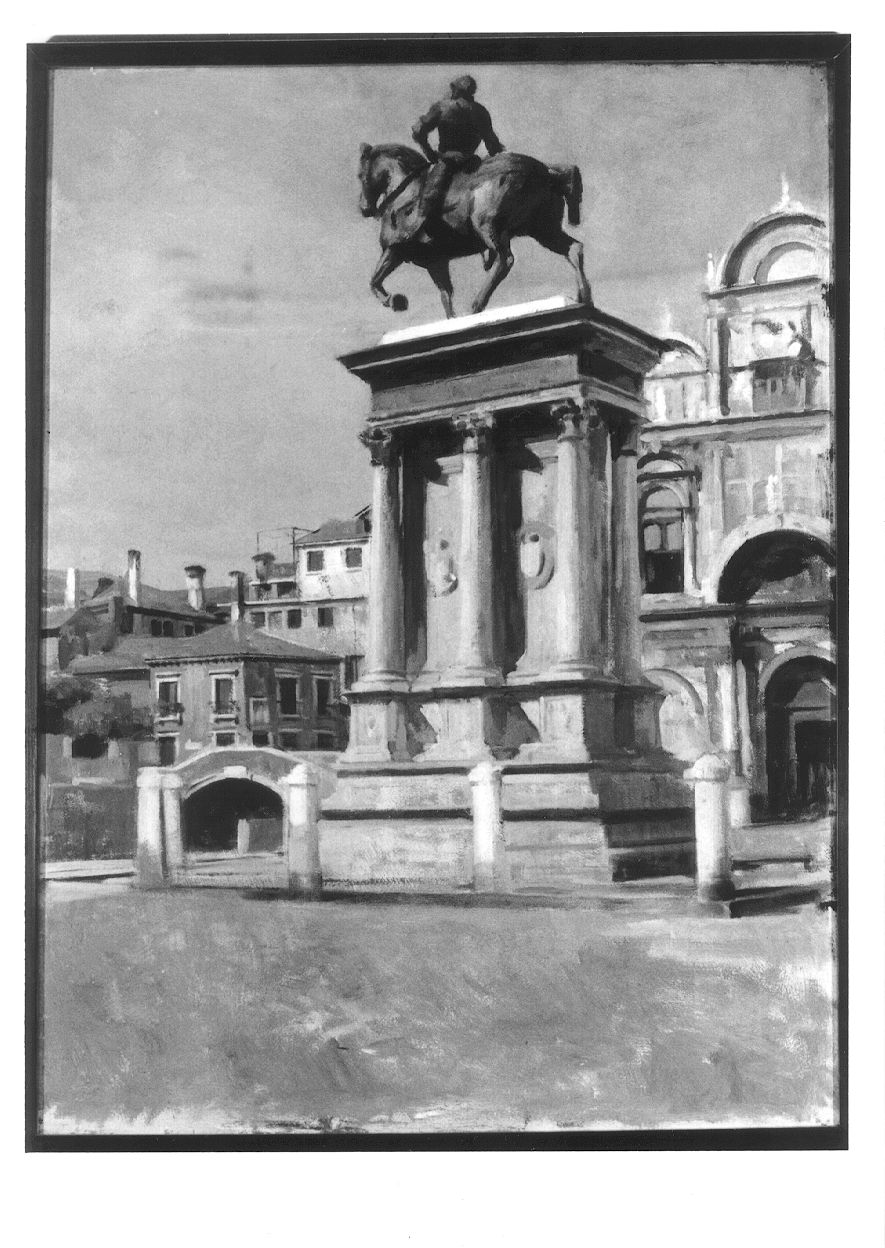 Monumento al Colleoni a Venezia, veduta del monumento a Colleoni a Venezia (dipinto, opera isolata) di Grosso Giacomo (inizio sec. XX)